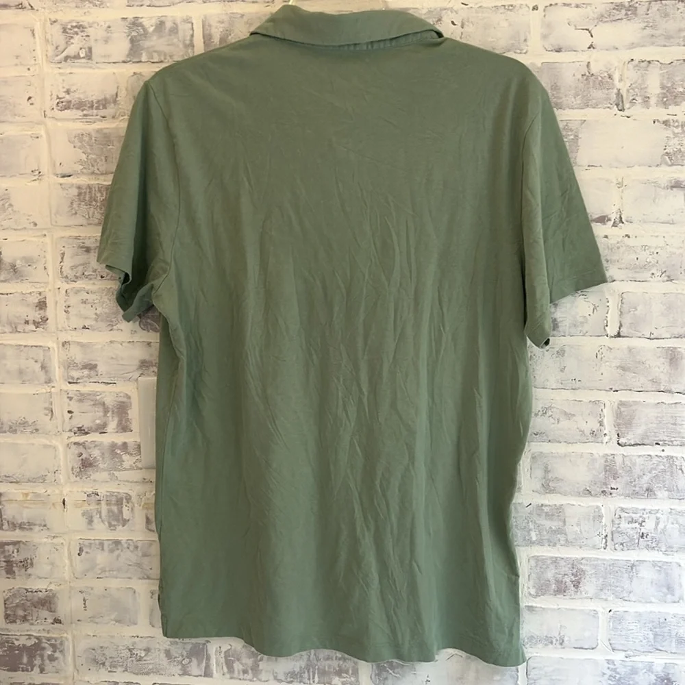 J. Crew Mens Large Sueded Cotton Polo Shirt Tshirt Green Preppy Short Sleeve